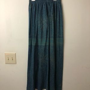Cool Long & Flowy Blue Gold & Green Boho Skirt
